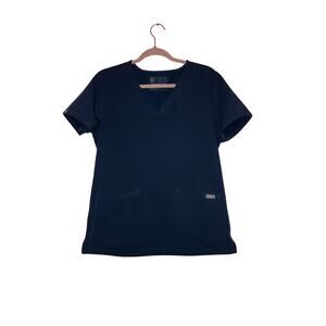 Figs Dark Blue V-Neck Scrub Top Size Small